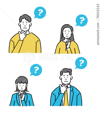 Person troubled facial expression upper body set 76028183