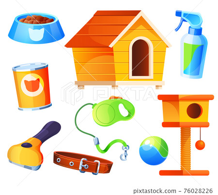 Set for pet shop, supermarket items, vector icons 76028226