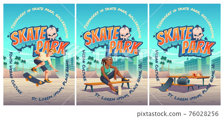 Skate park poster with boy riding on skateboard Skate park poster with boy riding on skateboard 76028256