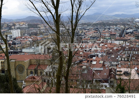 Cityscape of San Sebastian with orange roof in Spain 76028491