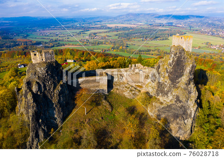 Above view of medieval castle Trosky. Czech Republic 76028718