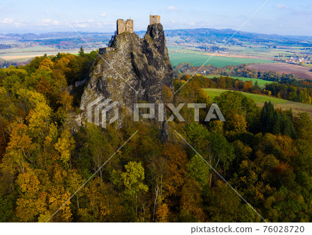 Aerial view of Trosky Castle, Czech Republic 76028720