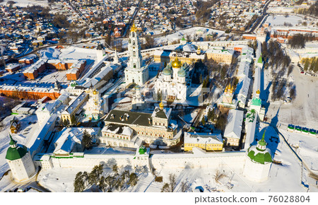 Aerial view of Trinity St. Sergius Lavra in Sergiev Posad in winter, Russia Aerial view of Trinity St. Sergius Lavra in Sergiev Posad in winter, Russia 76028804