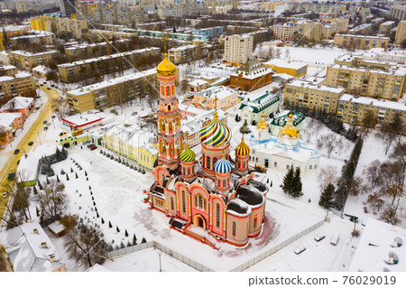 Aerial view of the Cathedral of the Ascension of the Lord in city of Tambov. Russia Aerial view of the Cathedral of the Ascension of the Lord in city of Tambov. Russia 76029019