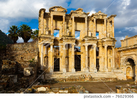 Ruins of Celsius Library in ancient city Ephesus 76029366