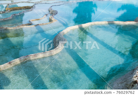 White terraced baths of Pamukkale thermal springs, Turkey White terraced baths of Pamukkale thermal springs, Turkey 76029762