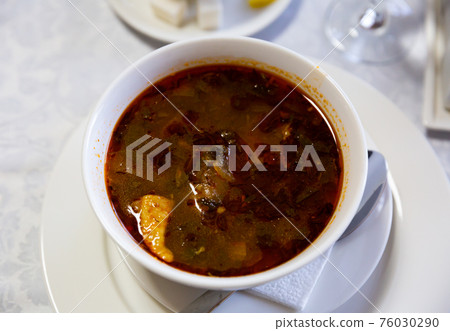 Savory kharcho soup with lamb, Georgian cuisine Savory kharcho soup with lamb, Georgian cuisine 76030290