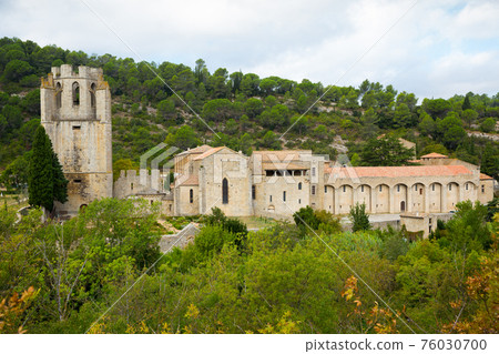 Historical view of Castle of Abbey Sainte-Marie d'Orbieu in Lagrasse Historical view of Castle of Abbey Sainte-Marie d'Orbieu in Lagrasse 76030700