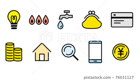 Utility bill / household / money icon line drawing color Utility bill / household / money icon line drawing color 76031127