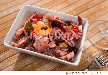 Salpicon de Marisco, cold salad from seafood with vegetables Salpicon de Marisco, cold salad from seafood with vegetables 76031516
