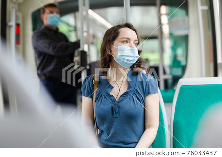 Bus ride during virus pandemic Bus ride during virus pandemic 76033437