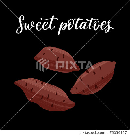 Unpeeled sweet potato tubers. Carbohydrates for healthy nutrition. 76039127