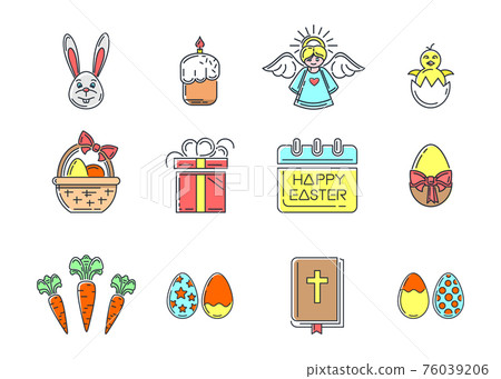 Set of color icons for Easter. Vector illustration - Stock Illustration ...
