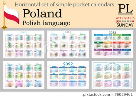 Polish horizontal pocket calendar for 2022. Week starts Sunday Polish horizontal pocket calendar for 2022. Week starts Sunday 76039461