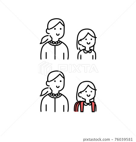 一個孩子背著監護人和書包的插圖素材 76039581