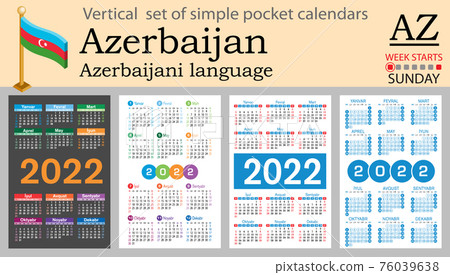 Azerbaijani vertical pocket calendar for 2022. Week starts Sunday Azerbaijani vertical pocket calendar for 2022. Week starts Sunday 76039638