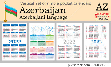 Azerbaijani vertical pocket calendar for 2022. Week starts Sunday Azerbaijani vertical pocket calendar for 2022. Week starts Sunday 76039639