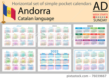 Catalan horizontal pocket calendar for 2022.... - 스톡일러스트 [76039667] - PIXTA