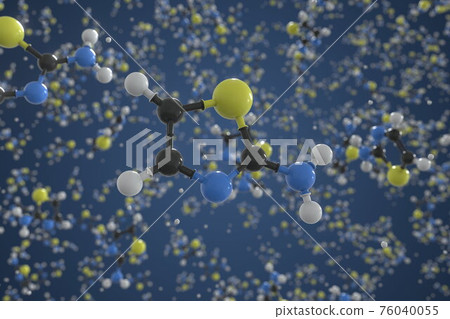 Aminothiazole molecule. Ball-and-stick molecular model. Chemistry related 3d rendering 76040055