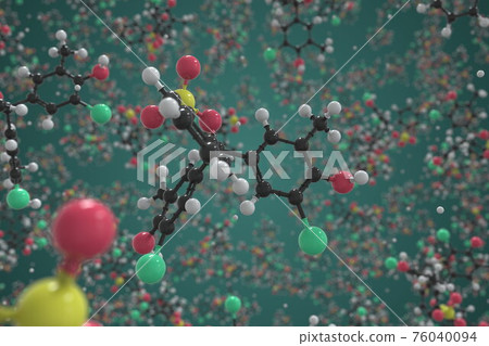Molecule of bromocresol purple, ball-and-stick molecular model. Science related 3d rendering Molecule of bromocresol purple, ball-and-stick molecular model. Science related 3d rendering 76040094