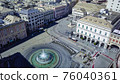 Aerial panoramic drone view of Fountain in main square of city Piazza De Ferrari in Genoa,Italy. 76040361