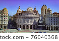 Aerial panoramic drone view of De Ferrari square in Genoa,Italy. Situated in heart of the city. 76040368