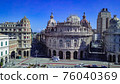 Aerial panoramic drone view of De Ferrari square in Genoa,Italy. Situated in heart of the city. 76040369