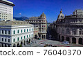 Aerial panoramic drone view of De Ferrari square in Genoa,Italy. Situated in the heart of the city 76040370