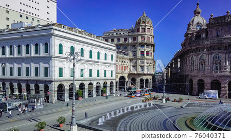 Aerial panoramic drone view of De Ferrari square in Genoa,Italy. Situated in the heart of the city Aerial panoramic drone view of De Ferrari square in Genoa,Italy. Situated in the heart of the city 76040371