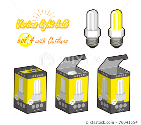 Illustration with a light bulb (fluorescent tube) and an outside line of the package 76041554