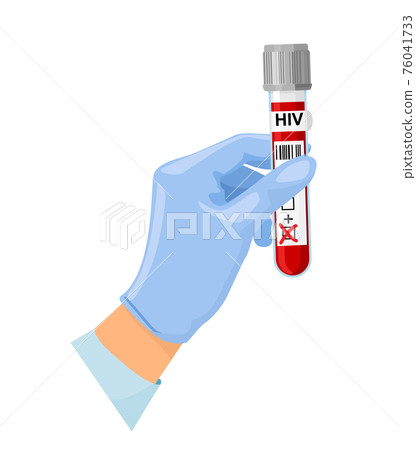 Hand with a test tube of blood test for AIDS, HIV. World AIDS Day 1 December, blood test. Vector Hand with a test tube of blood test for AIDS, HIV. World AIDS Day 1 December, blood test. Vector 76041733