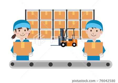 Warehouse line work employees 76042580