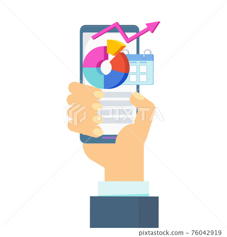 Function Of A Mobile App. Hand with phone. Function Of A Mobile App. Hand with phone. 76042919
