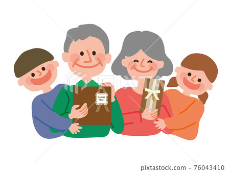敬老日 孩子們給爺爺奶奶送禮物 76043410