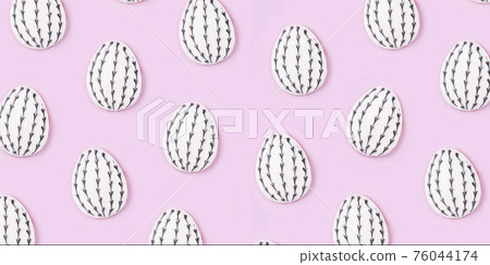 Pattern of Easter egg cookies on lilac background. Pattern of Easter egg cookies on lilac background. 76044174