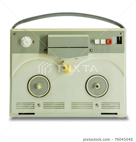 Retro tape recorder on a white background. Retro tape recorder on a white background. 76045048