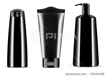 Black cosmetic bottle mockup. Cosmetic product jar 76045896