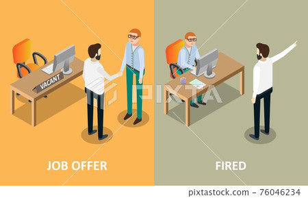 Job offer and fired vector concept design elements Job offer and fired vector concept design elements 76046234