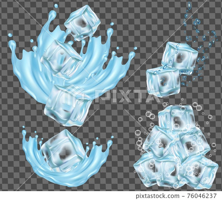 Ice cube and water splashing vector illustration Ice cube and water splashing vector illustration 76046237