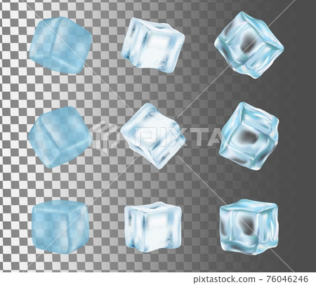 Ice cube icon set vector realistic illustration 76046246
