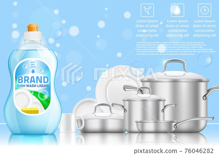 Dishwashing advertising vector realistic template Dishwashing advertising vector realistic template 76046282