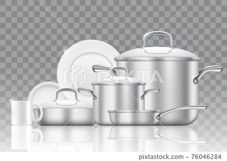 Crockery and cookware realistic vector icon set Crockery and cookware realistic vector icon set 76046284