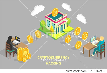 Crypto stock exchange hacking vector illustration Crypto stock exchange hacking vector illustration 76046289