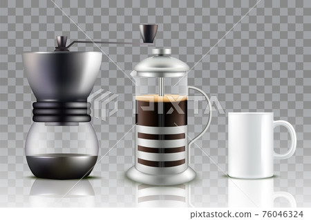 French press coffee set, vector illustration 76046324