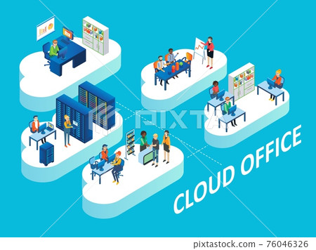 Cloud office concept vector isometric illustration Cloud office concept vector isometric illustration 76046326