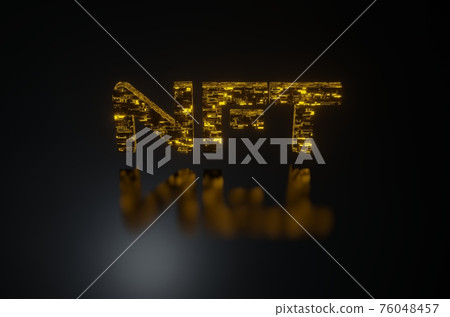 Non-fungible token concept illustration, NFT word with wires tech surface on black seamless rotation, 3D rendering Non-fungible token concept illustration, NFT word with wires tech surface on black seamless rotation, 3D rendering 76048457