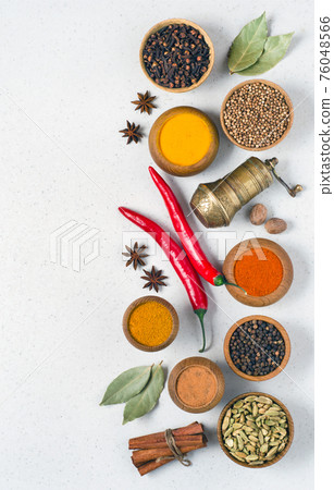 Set of various spices and seasonings for cooking Set of various spices and seasonings for cooking 76048566