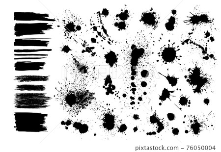 Set of Grunge Design Elements. Black blots. Brush Strokes. Vector illustration 76050004
