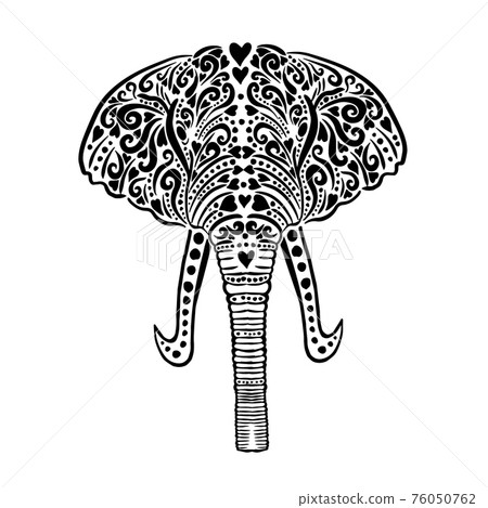 Elephant head made of patterns. Vector illustration 76050762
