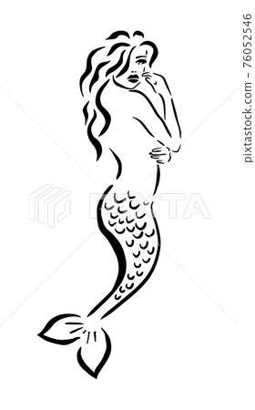 Girl Mermaid line. Vector illustration 76052546